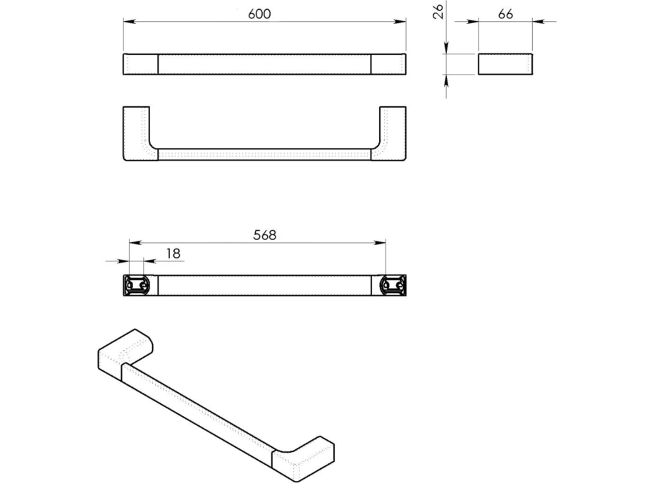 Gedy PIRENEI držák ručníků 600x66mm, zlato PI216087