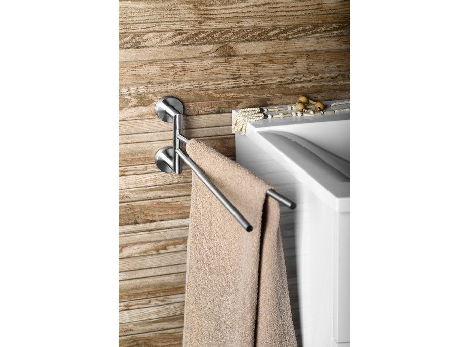 Sapho X-STEEL dvojitý držák ručníků otočný 370mm, nerez mat XS405