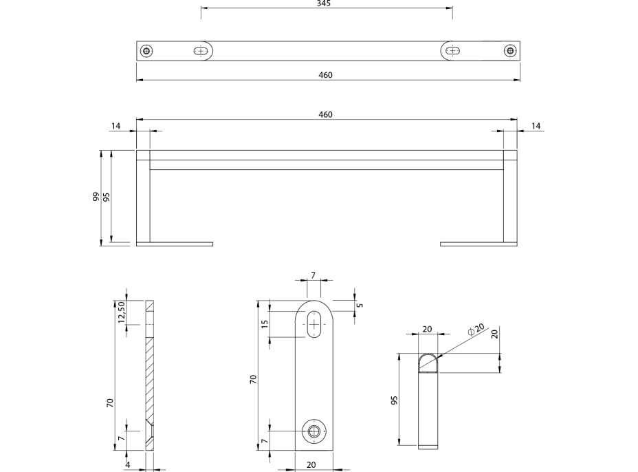 GSI KUBE X držák ručníků 50cm, pro umyvadlo 9486, chrom PAKUBEX50