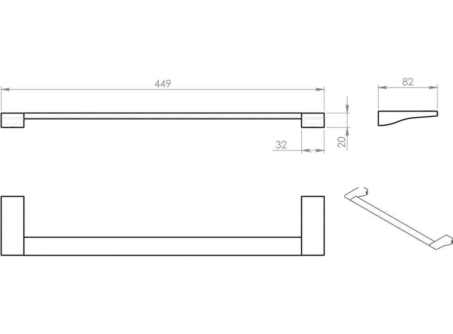 Gedy GLAMOUR držák ručníků 450x82mm, chrom 572145