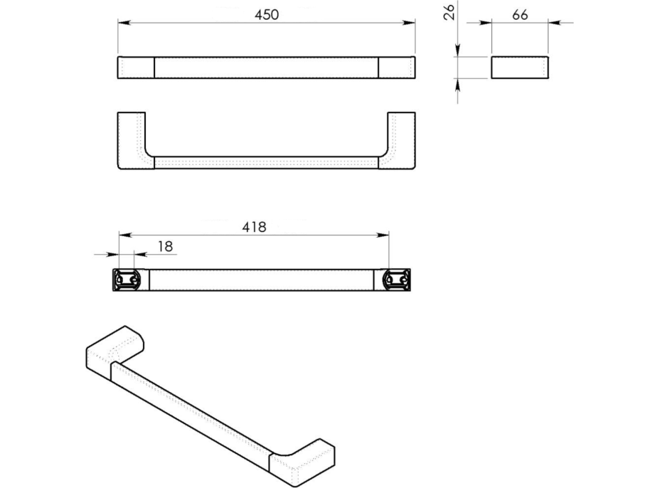 Gedy PIRENEI držák ručníků 450x66mm, černá mat PI214514