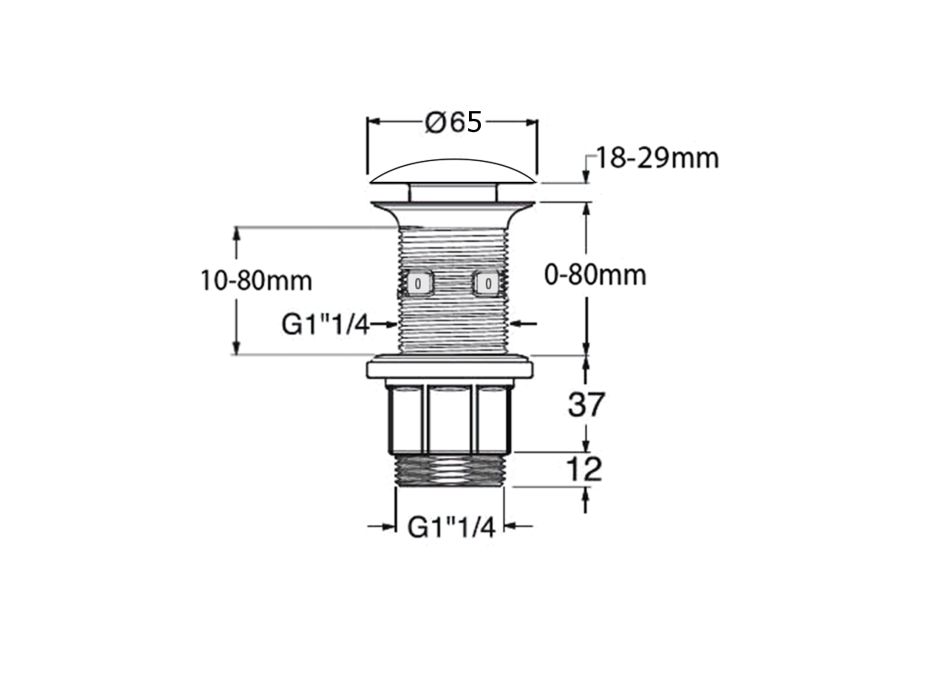 Sapho Umyvadlová výpust 5/4“, click-clack, betonová zátka, měď FG920