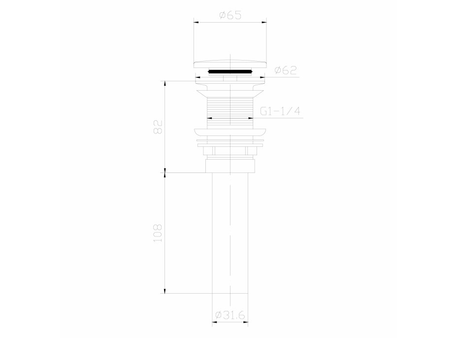 Sapho THIN umyvadlová výpust 5/4“, click-clack, Rockstone, bílá mat WN721