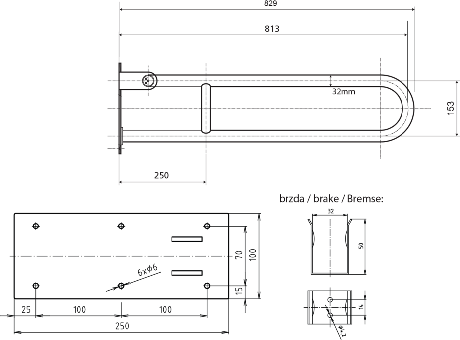 Sapho HANDICAP madlo sklopné 813mm, bílá XH518W