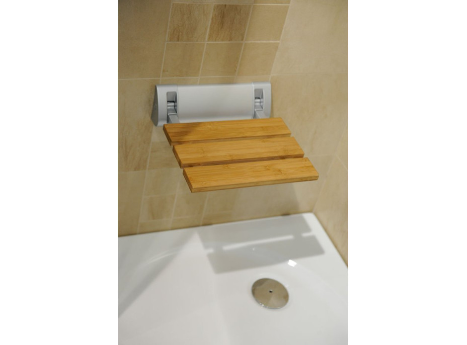 Aqualine Sklopné sedátko do sprchového koutu 32x32, 5cm, bambus AE236