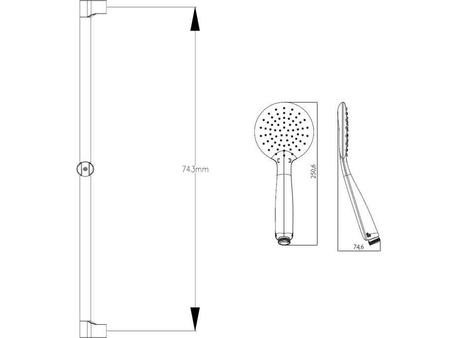 Sapho WANDA sprchová souprava s mýdlenkou, posuvný držák, 790mm, hadice 1500mm, chrom 1202-27