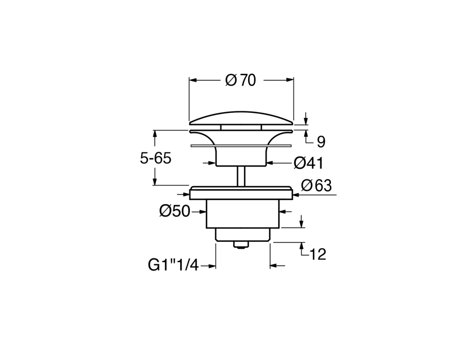 GSI GSI umyvadlová výpust 5/4“, neuzavíratelná, tl.5-65 mm, keramická krytka, cenere mat PVC17