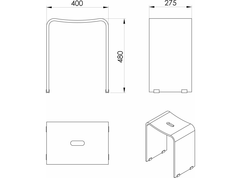 Ridder TRENDY koupelnová stolička 40x48x27, 5cm, černá mat A211110