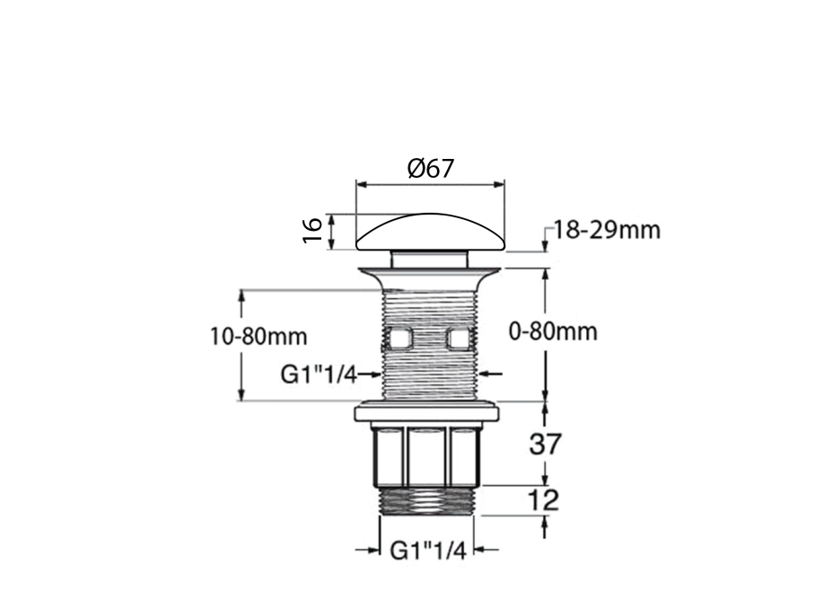 Sapho BLOK umyvadlová výpust 5/4“, click-clack, zátka černý marquin, mat 2401-931