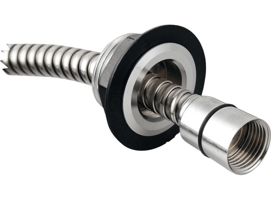 Sapho Sprchová průchodka na okraj vany včetně hadice F1/2"-M3/8", kulatá, chrom 1205-04