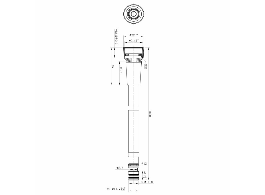 Sapho Sprchová hadice pro výsuvné sprchy, F1/2"-průměr 11mm, 180cm FR584
