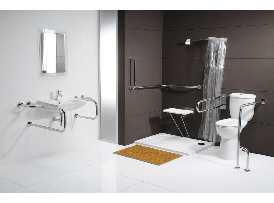 Sapho HANDICAP opěrné madlo LEVÉ 800x850mm, nerez lesk XH526
