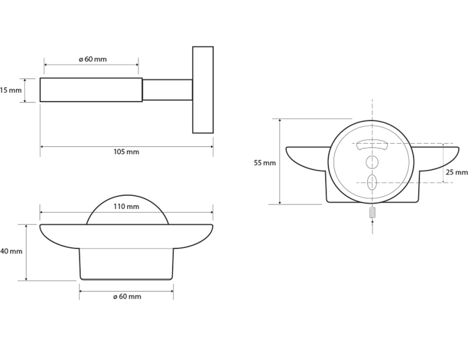 Sapho X-ROUND mýdlenka, mléčné sklo, chrom XR803