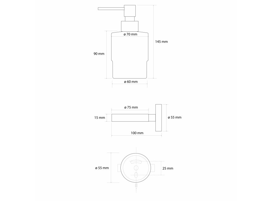 Sapho X-ROUND GOLD dávkovač mýdla 200ml, mléčné sklo, zlato mat XR103GB