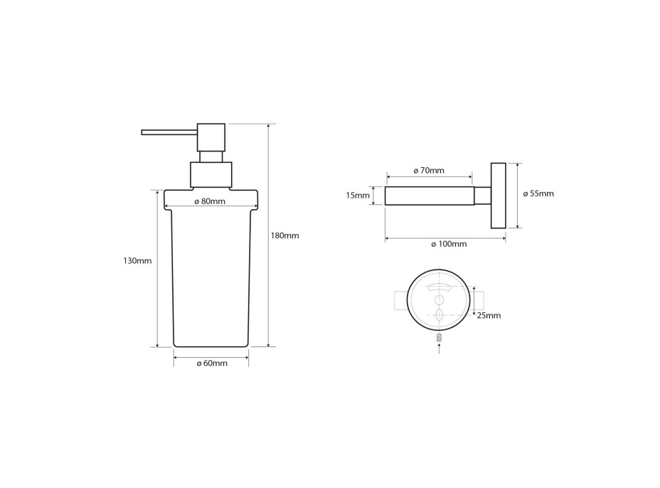 Sapho X-ROUND WHITE dávkovač mýdla 230ml, mléčné sklo, bílá mat XR101W