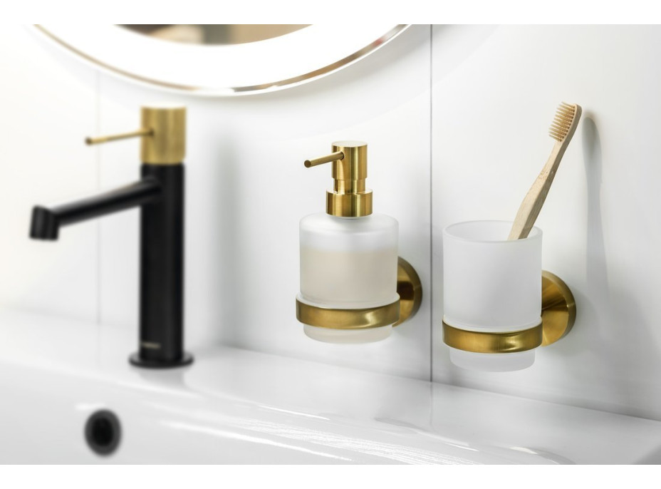 Sapho X-ROUND GOLD dávkovač mýdla 200ml, mléčné sklo, zlato mat XR103GB