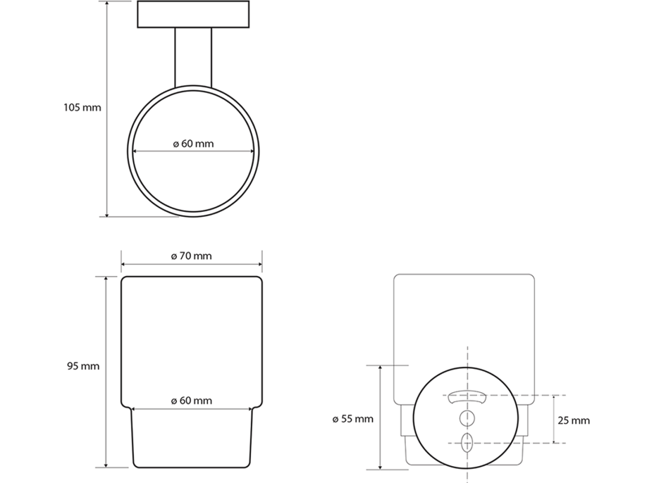 Sapho X-ROUND WHITE sklenka, mléčné sklo, bílá mat XR903W