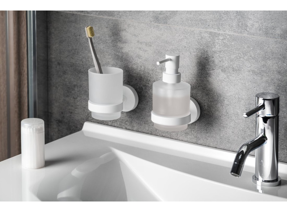 Sapho X-ROUND WHITE sklenka, mléčné sklo, bílá mat XR903W