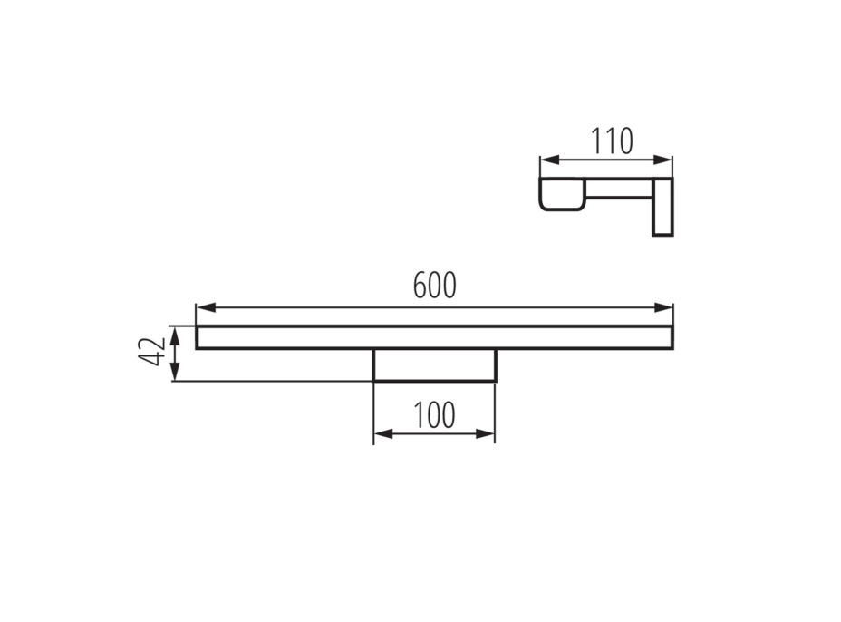 KANLUX ASTEN LED svítidlo 12W, 600x42x110mm, chrom 26681