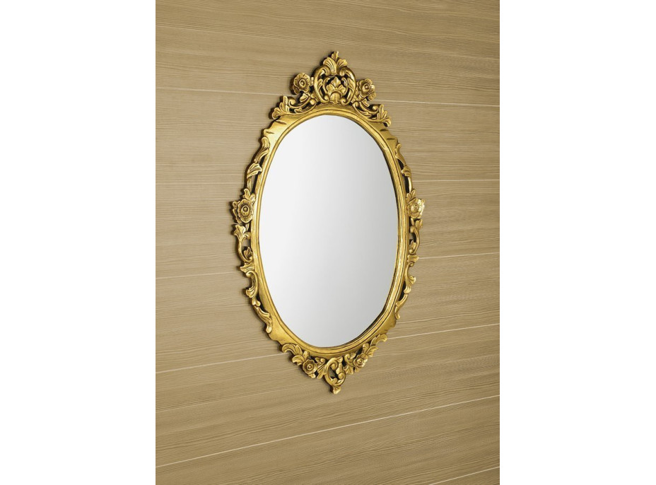 Sapho DESNA oválné zrcadlo ve vyřezávaném rámu, 80x100cm, zlatá IN352