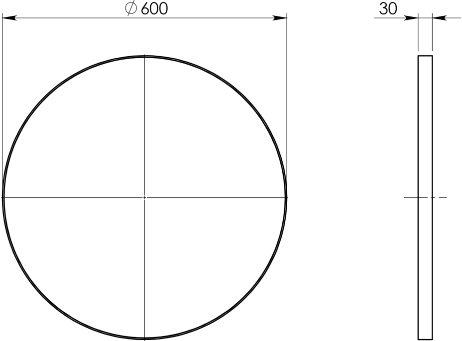 Gedy Zrcadlo kulaté v plastovém rámu ø 60cm, černá mat 6000