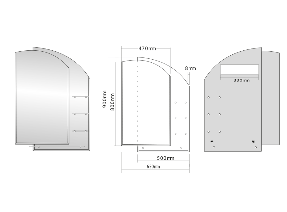 Aqualine WEGA zrcadlo s policemi 65x90cm 65028