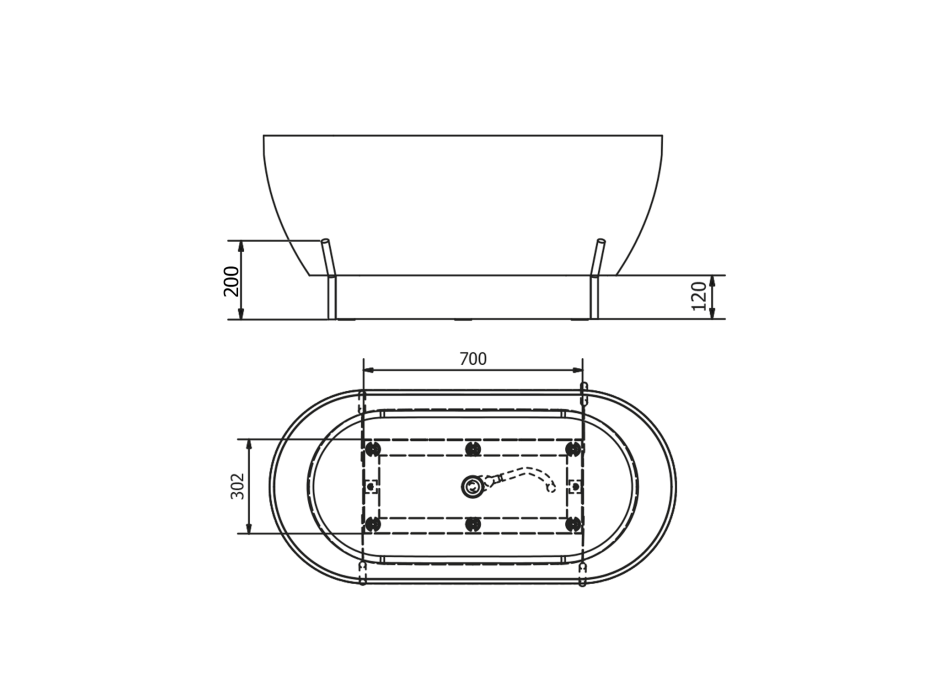 Polysan REDUTA konstrukce pro vanu 150x75cm, černá mat 72830B