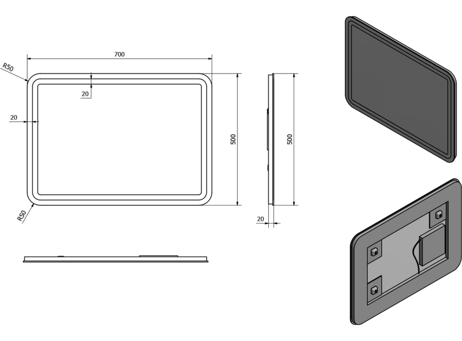 Sapho NYX zrcadlo s LED osvětlením 500x700mm NY050