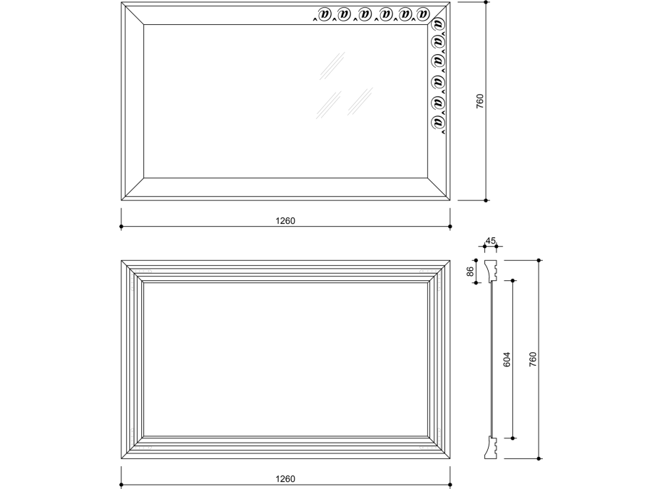 Sapho MANTILA zrcadlo v dřevěném rámu 760x1260mm, antik NL740