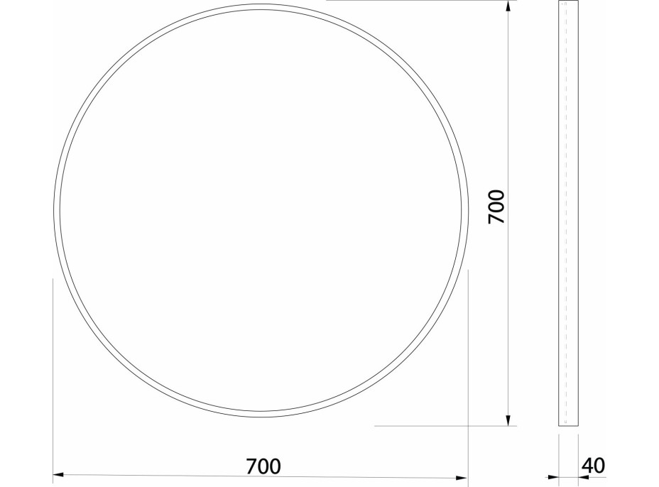 Sapho NOTION kulaté zrcadlo v rámu ø 70cm, zlato mat NT700G