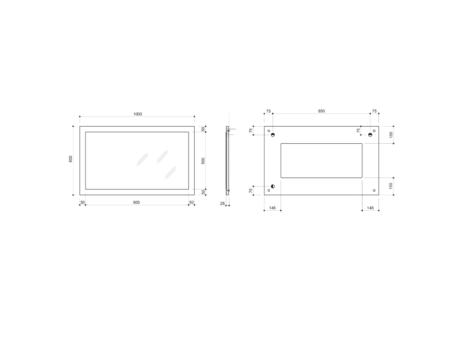 Sapho NIROX zrcadlo v rámu 1000x600mm, dub stříbrný NX106-1111