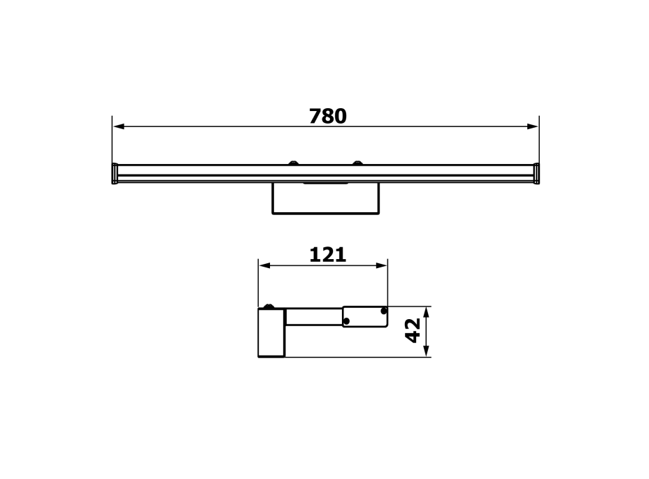 Sapho CHICAGO MAX LED svítidlo, 780x120x40mm, 15W, 230V, plast, černá mat AU473