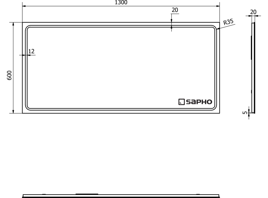 Sapho GEMINI zrcadlo s LED osvětlením 1300x600mm GM130