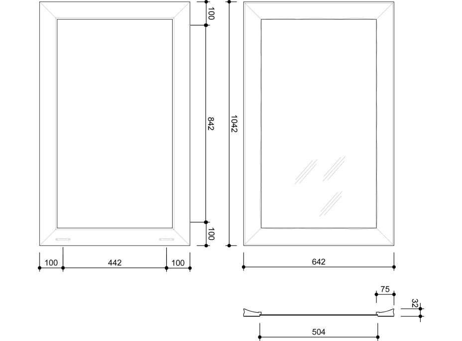 Sapho BERGARA zrcadlo v dřevěném rámu 642x1042mm, zlatá NL528