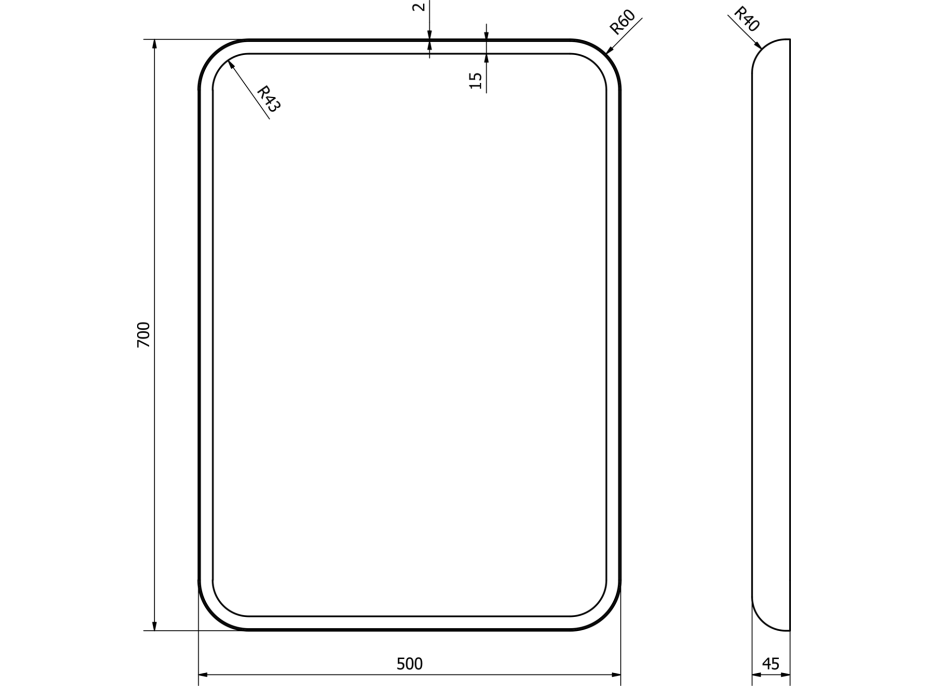 Sapho FLOAT zrcadlo s LED podsvícením 500x700mm, bílá 22571