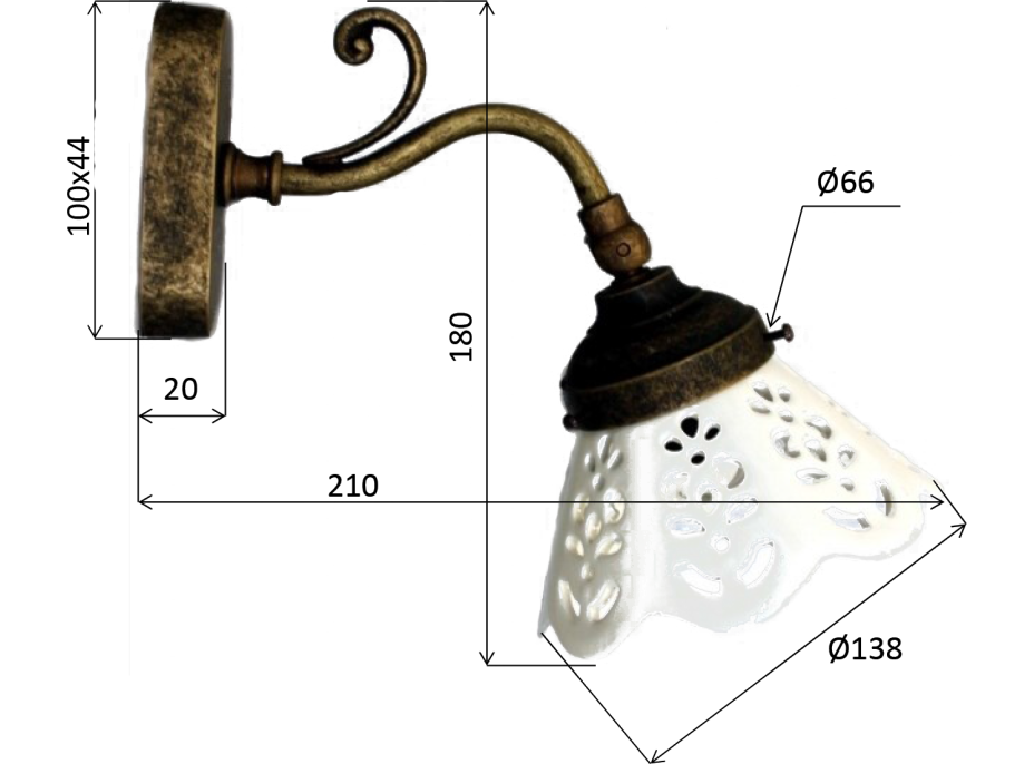 Sapho BARI svítidlo E14, 40W, 230V, keramické stínítko, bronz MC811