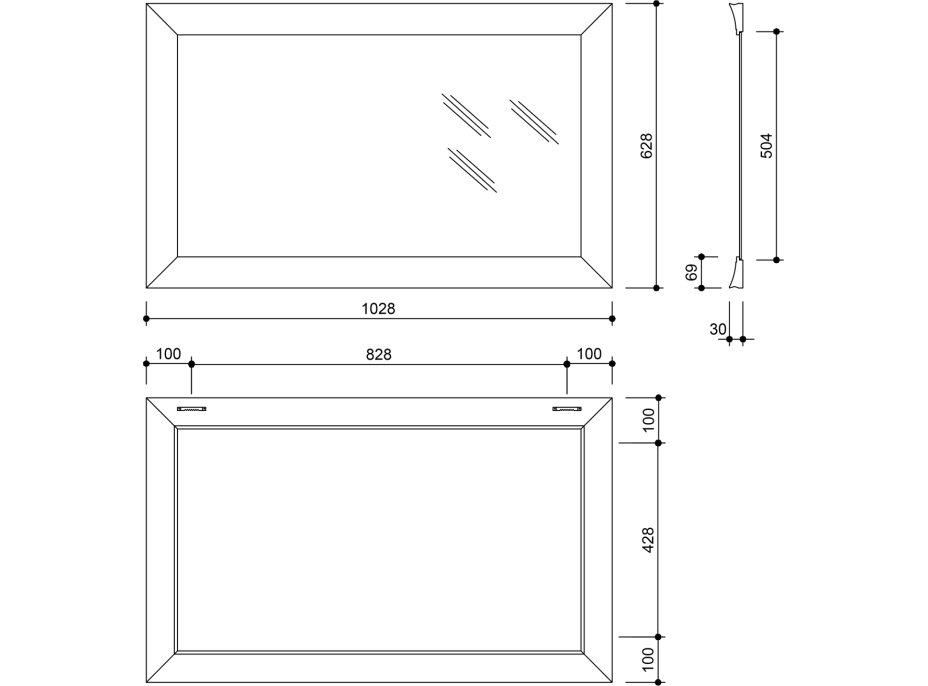 Sapho CORONA zrcadlo v dřevěném rámu 628x1028mm, champagne NL721