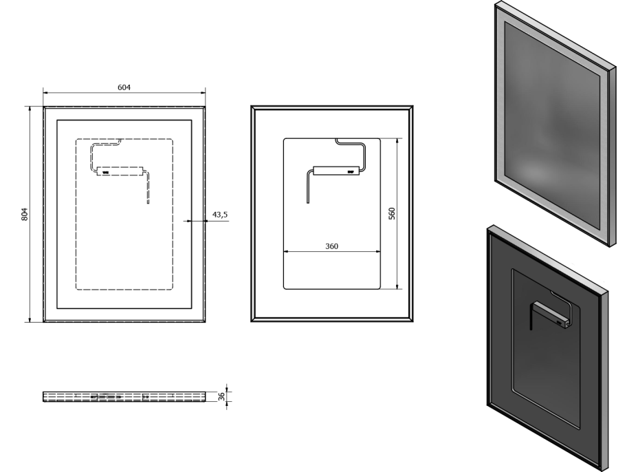 Sapho LUMINAR zrcadlo s LED osvětlením v rámu 600x800mm, chrom NL557