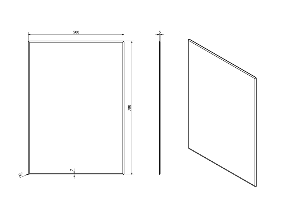 Sapho ACCORD zrcadlo s fazetou 500x700mm, bez úchytu MF436