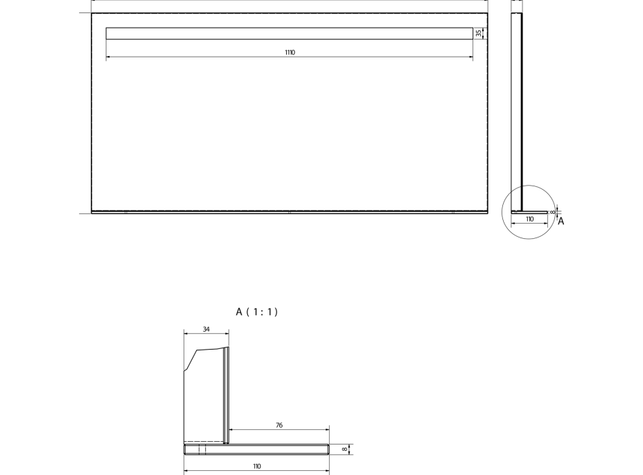 Sapho BRETO zrcadlo s LED osvětlením a policí 1200x608mm BT120