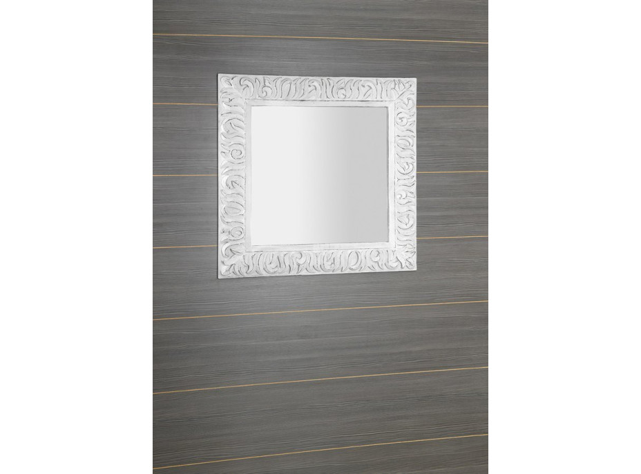 Sapho ZEEGRAS zrcadlo ve vyřezávaném rámu 90x90cm, bílá IN395