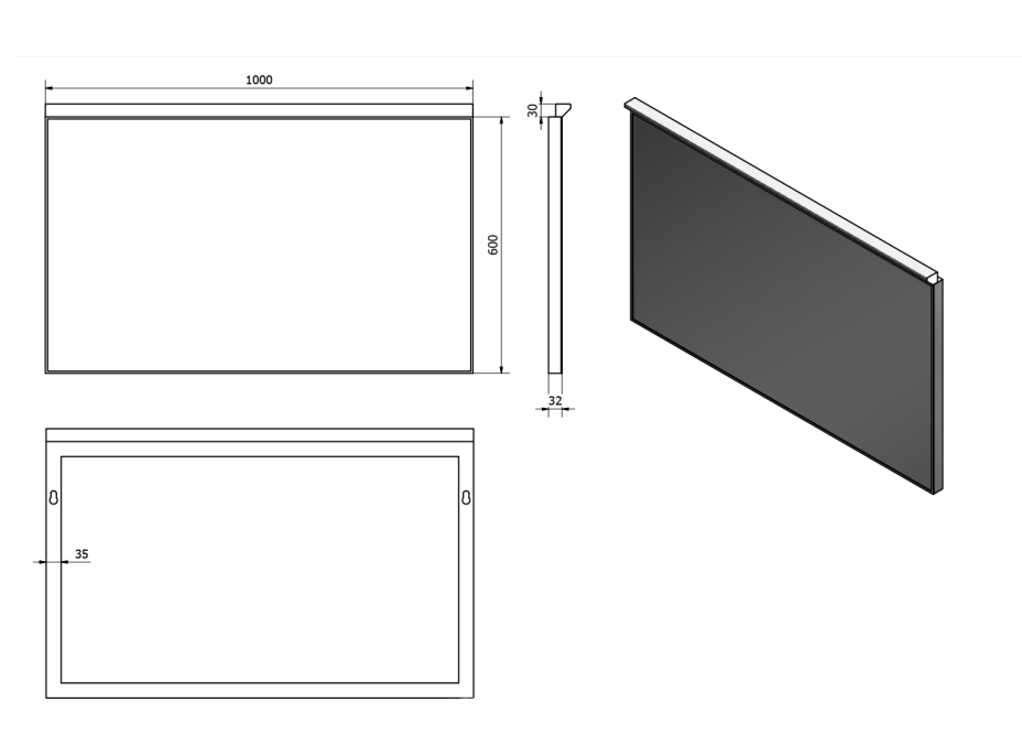 Aqualine BORA zrcadlo s LED osvětlením a vypínačem 1000x600mm, chrom AL716