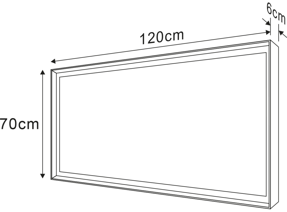 Sapho SORT zrcadlo s LED osvětlením 120x70cm, černá mat ST120