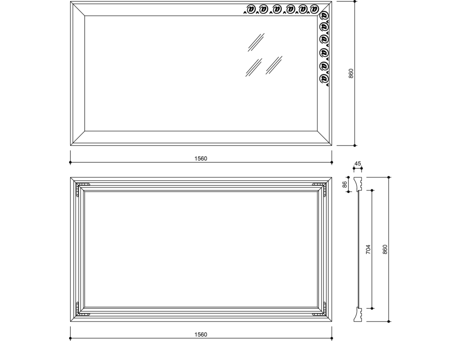 Sapho MANTILA zrcadlo v dřevěném rámu 860x1560mm, antik NL741