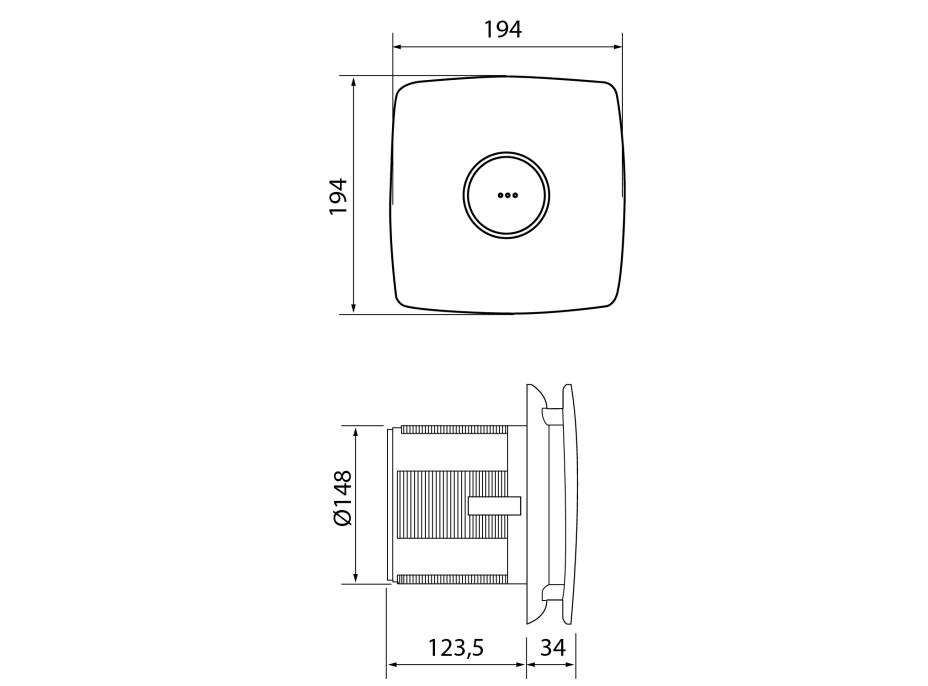 Cata X-MART 15 koupelnový ventilátor axiální, 25W, potrubí 150mm, nerez mat 01060000