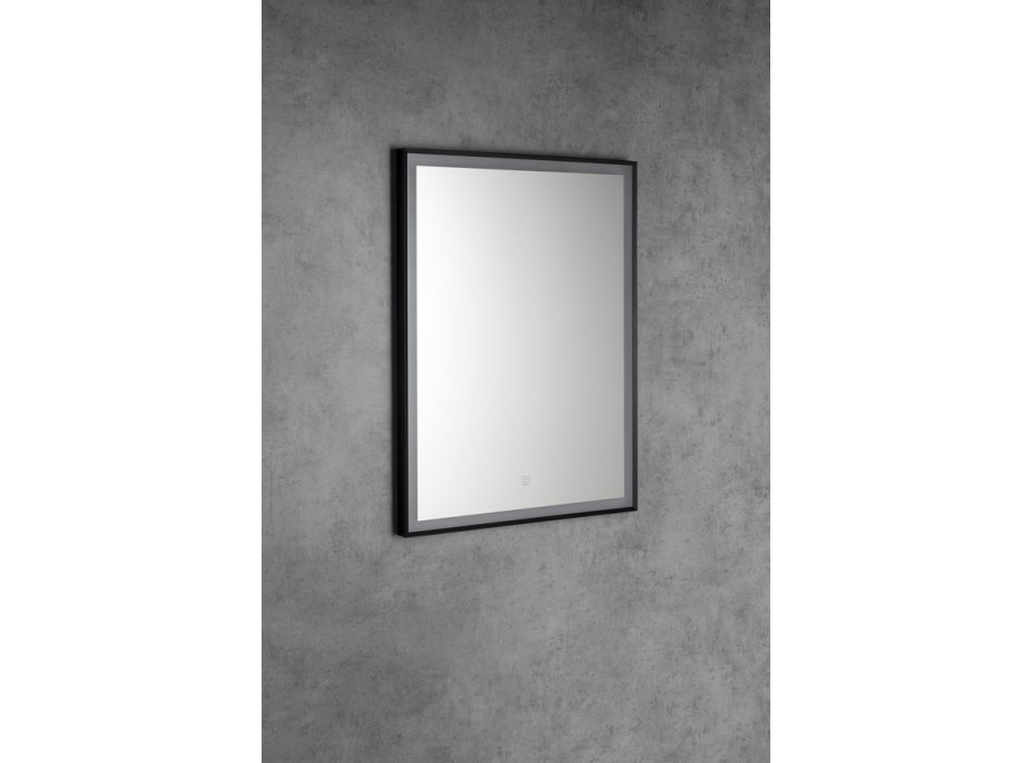 Aqualine CORNA zrcadlo s LED osvětlením 60x80cm, dotykový senzor, stmívatelné, černá mat CN060