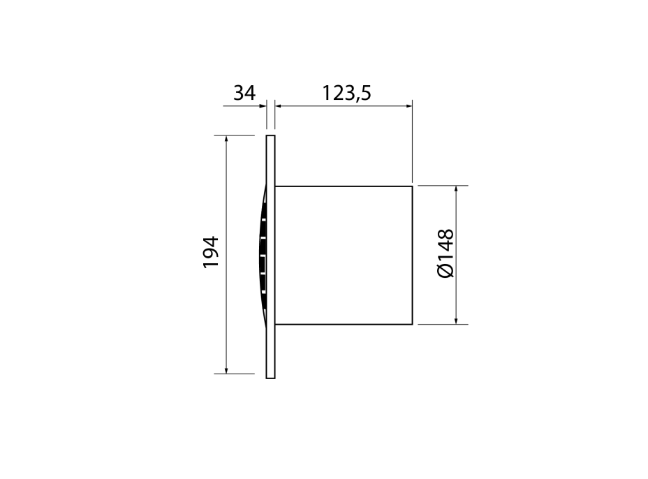 Cata B-15 PLUS T koupelnový ventilátor s časovačem, 25W, potrubí 150mm, bílá 00983100