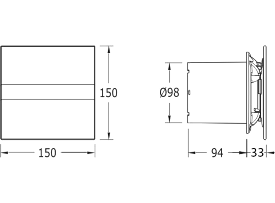 Cata E-100 GTH koupelnový ventilátor axiální s automatem, 4W/8W, potrubí 100mm, bílá 00900200