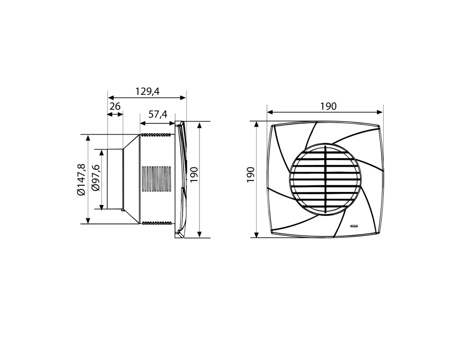 Cata CB-100 PLUS T radiální ventilátor s časovačem, 25W, potrubí 100mm, bílá 00841000