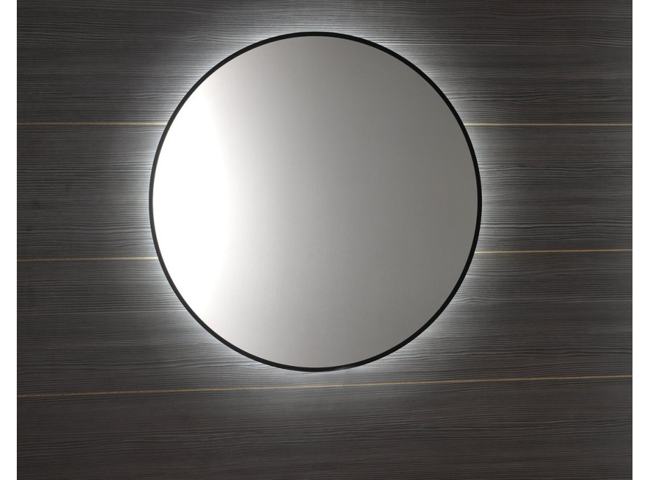 Sapho SHARON kulaté zrcadlo s LED podsvícením ø 80cm, černá mat 31255CI